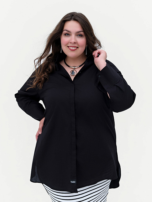 Рубашка удлиненная черная RuSkin  